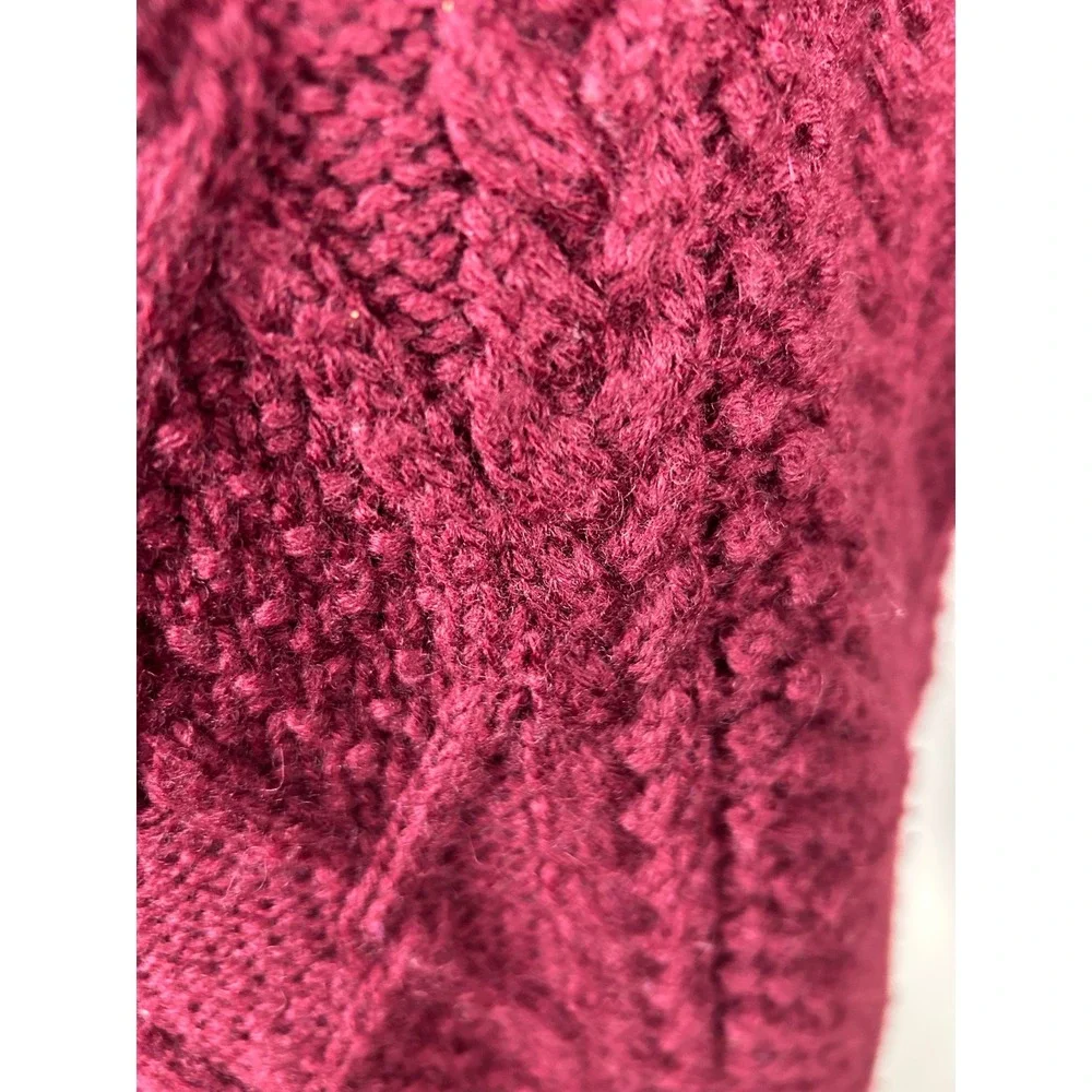 J. Crew Wool Cable Knit‎ Turtleneck Sweater Dress Women's M Burgundy Chunky Luxe